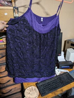 Purple And Black Summer Top With Skulls